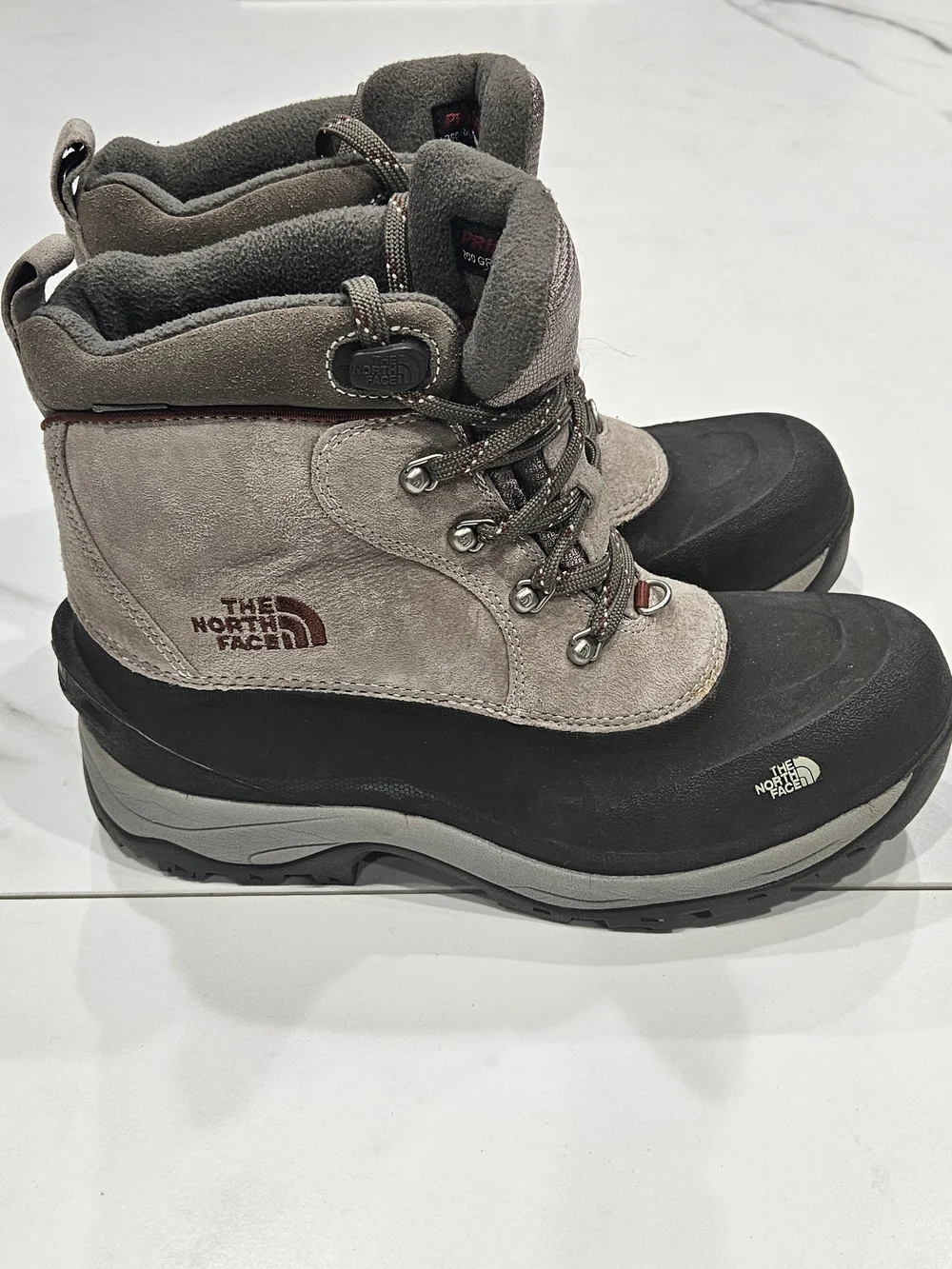 The North Face Taupe Suede and Black Rubber Winter Boots